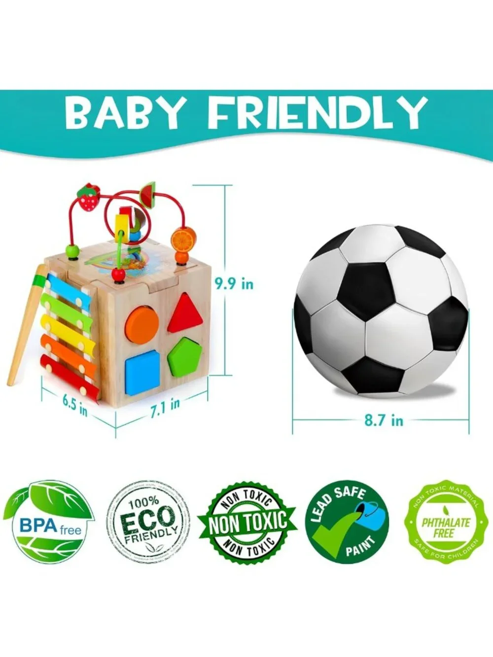 8-in-1 Montessori Wooden Activity Cube for Toddlers, Engaging Baby Toys 1+ Year